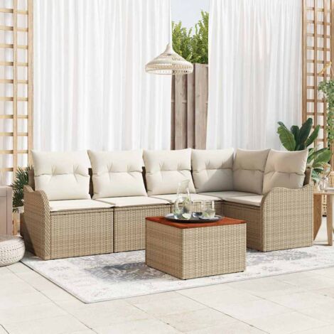 Garten-Sofa-Set 6 pcs Beige und Weiß vidaXL