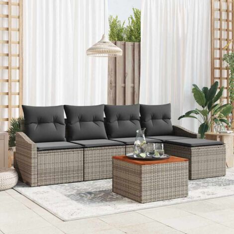 Garten-Sofa-Set 6 pcs Grau vidaXL
