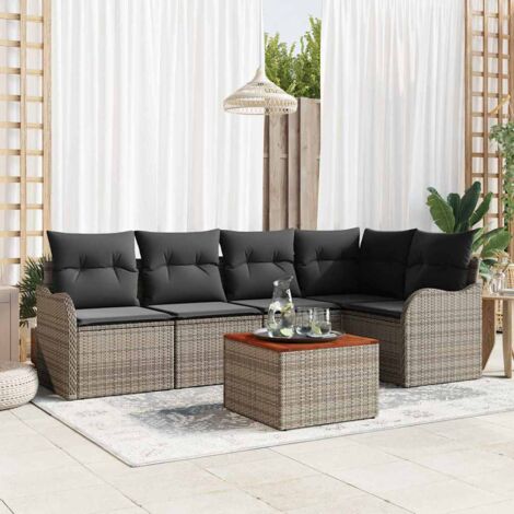 Garten-Sofa-Set 6 pcs Grau vidaXL