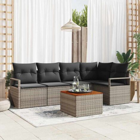 Garten-Sofa-Set 6 pcs Grau vidaXL