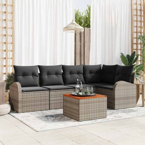Garten-Sofa-Set 6 pcs Grau vidaXL