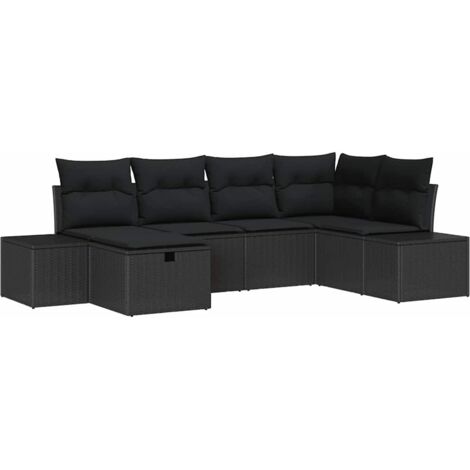 Garten-Sofa-Set 6 pcs Schwarz 55 x 62 x 69 cm Poly Rattan vidaXL