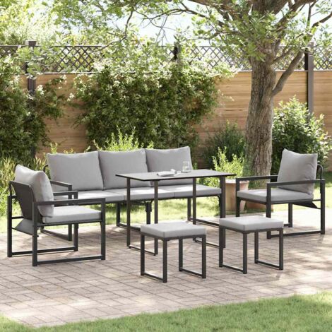 Garten-Sofa-Set 6 pcs Schwarz Stahl vidaXL