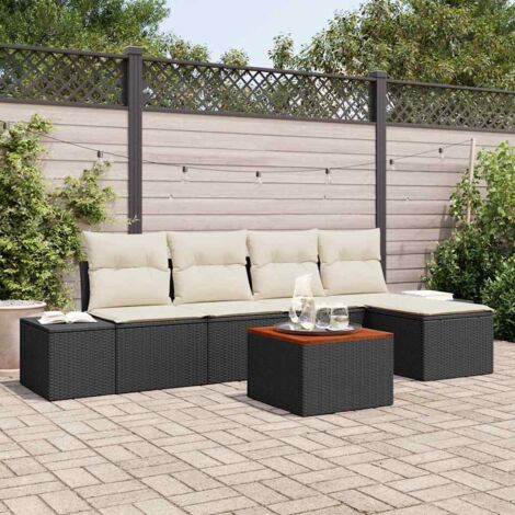 Garten-Sofa-Set 6 pcs Schwarz und Weiß vidaXL