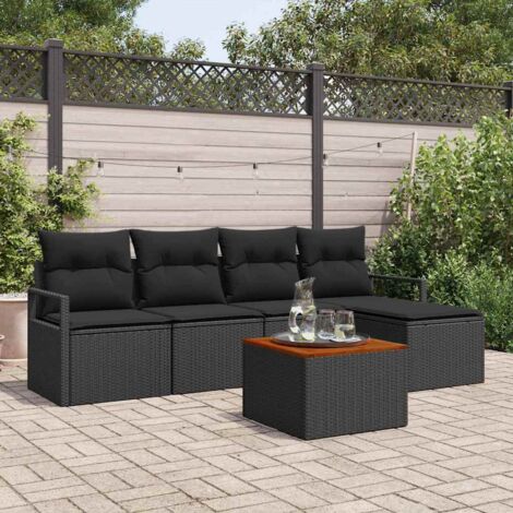 Garten-Sofa-Set 6 pcs Schwarz vidaXL