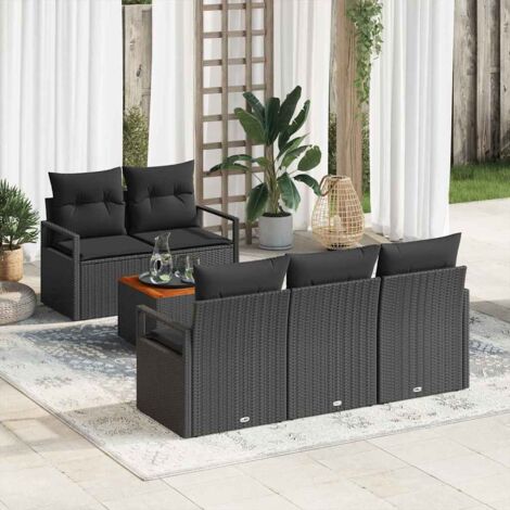Garten-Sofa-Set 6 pcs Schwarz vidaXL