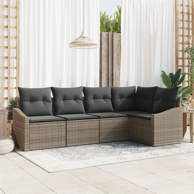 Garten Essgruppe Mit Kissen Mit Speicher 5 Pcs Grau Vidaxl