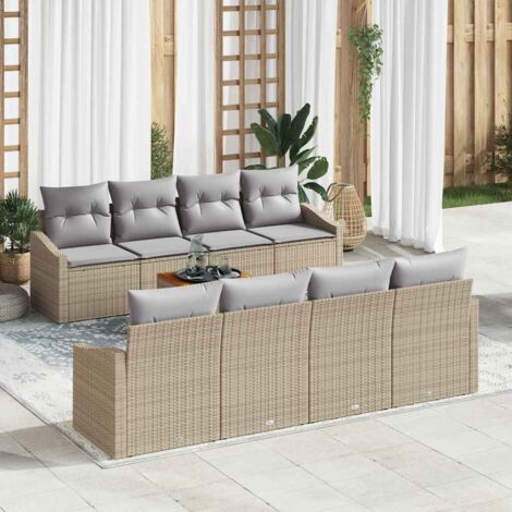 Garten-Sofa-Set 7 pcs Beige und Hellgrau vidaXL
