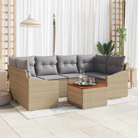 Garten-Sofa-Set 7 pcs Beige und Hellgrau vidaXL