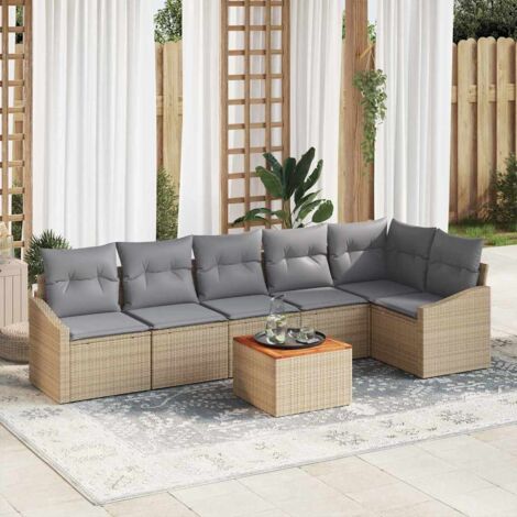Garten-Sofa-Set 7 pcs Beige und Hellgrau vidaXL