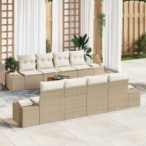 Garten-Sofa-Set 7 pcs Beige und Weiß vidaXL