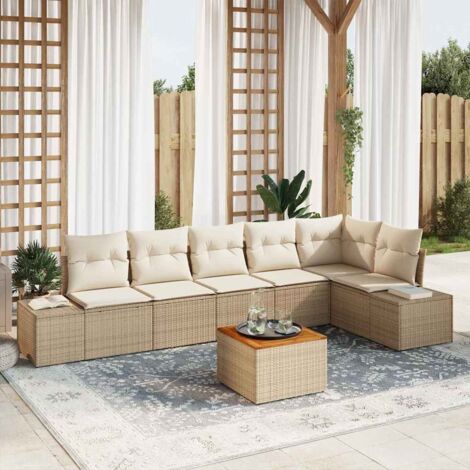 Garten-Sofa-Set 7 pcs Beige und Weiß vidaXL