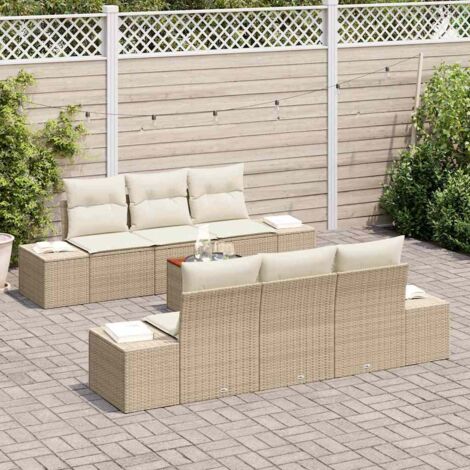 Garten-Sofa-Set 7 pcs Beige und Weiß vidaXL