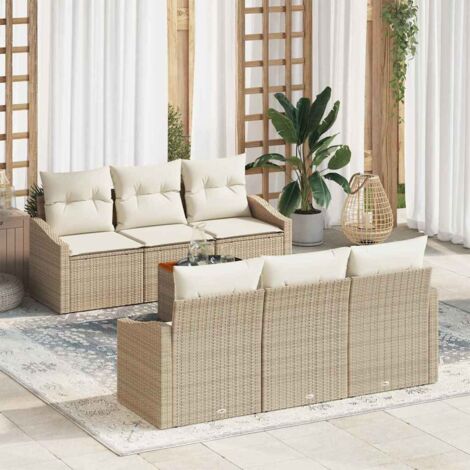 Garten-Sofa-Set 7 pcs Beige und Weiß vidaXL