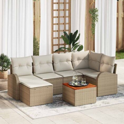 Garten-Sofa-Set 7 pcs Beige und Weiß vidaXL