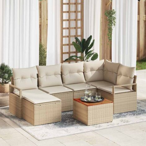 Garten-Sofa-Set 7 pcs Beige und Weiß vidaXL