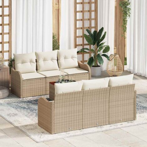 Garten-Sofa-Set 7 pcs Beige und Weiß vidaXL
