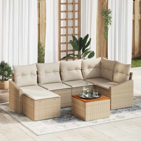 Garten-Sofa-Set 7 pcs Beige und Weiß vidaXL