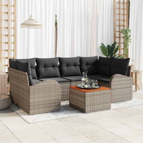 Garten-Sofa-Set 7 pcs Grau vidaXL