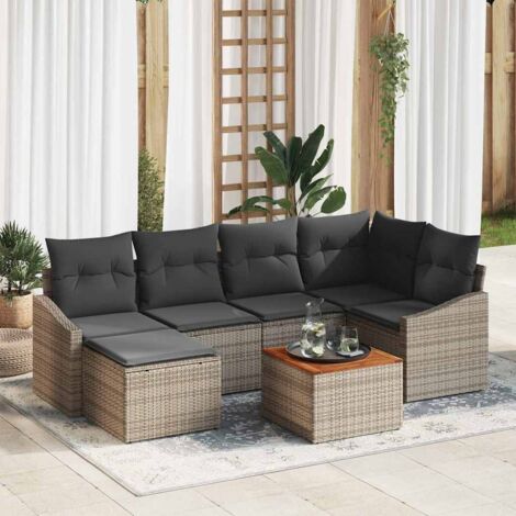 Garten-Sofa-Set 7 pcs Grau vidaXL