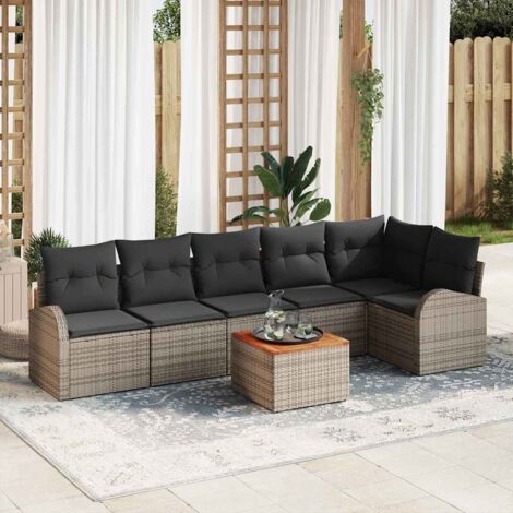 Garten-Sofa-Set 7 pcs Grau vidaXL