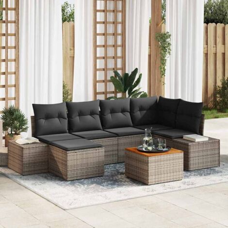 Garten-Sofa-Set 7 pcs Grau vidaXL