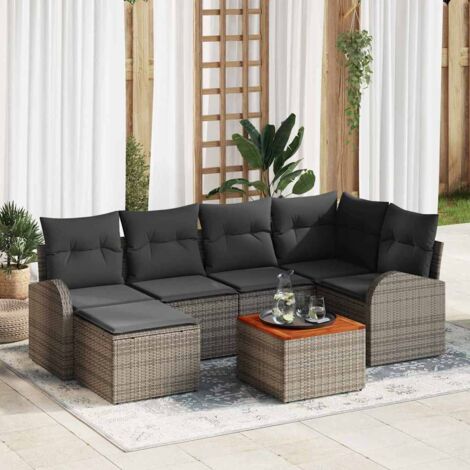 Garten-Sofa-Set 7 pcs Grau vidaXL