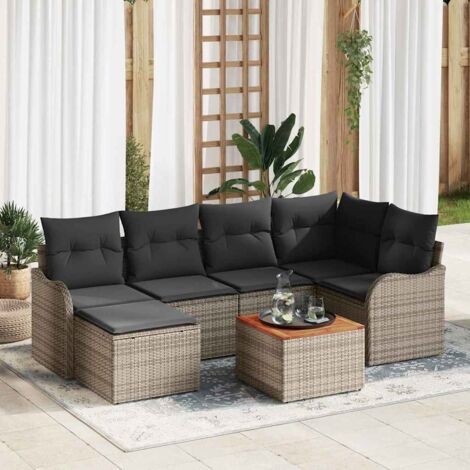 Garten-Sofa-Set 7 pcs Grau vidaXL