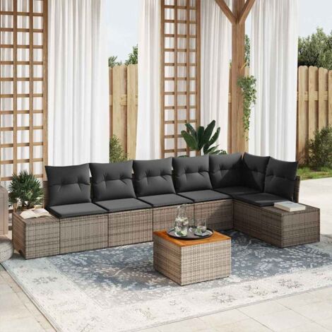 Garten-Sofa-Set 7 pcs Grau vidaXL