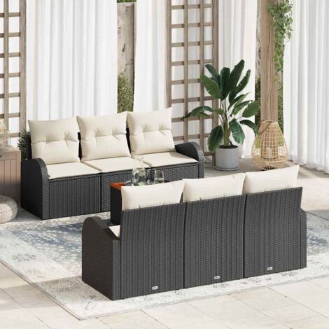 Garten-Sofa-Set 7 pcs Schwarz und Weiß vidaXL