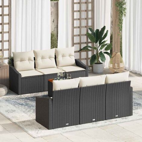Garten-Sofa-Set 7 pcs Schwarz und Weiß vidaXL