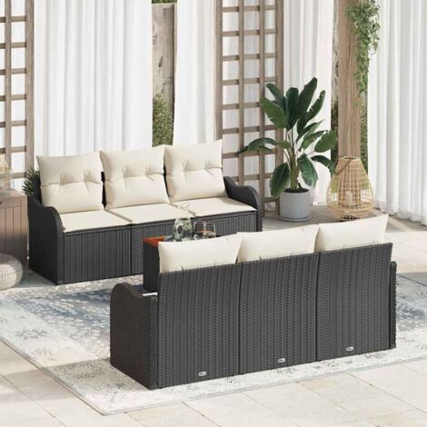 Garten-Sofa-Set 7 pcs Schwarz und Weiß vidaXL