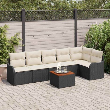 Garten-Sofa-Set 7 pcs Schwarz und Weiß vidaXL