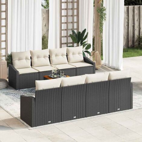 Garten-Sofa-Set 7 pcs Schwarz und Weiß vidaXL