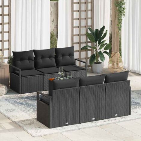 Garten-Sofa-Set 7 pcs Schwarz vidaXL