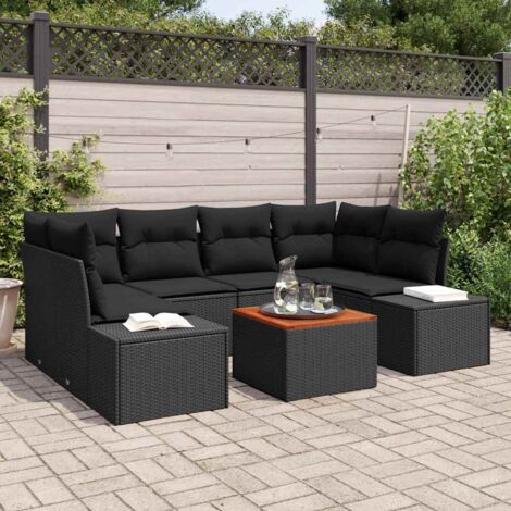 Garten-Sofa-Set 7 pcs Schwarz vidaXL