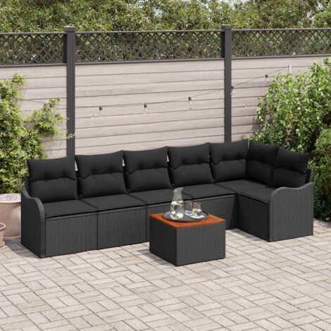 Garten-Sofa-Set 7 pcs Schwarz vidaXL