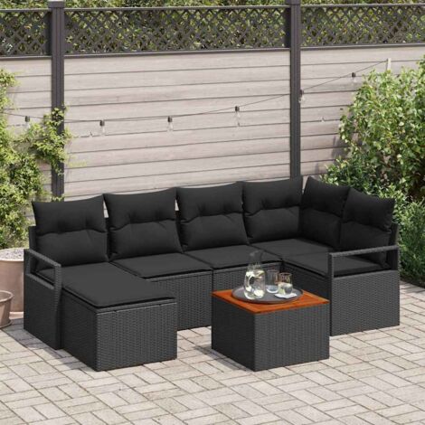 Garten-Sofa-Set 7 pcs Schwarz vidaXL