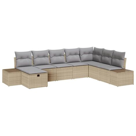Garten-Sofa-Set 8 pcs Beige 55 x 62 x 69 cm Poly Rattan vidaXL