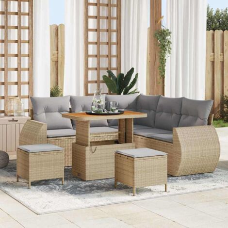 Garten-Sofa-Set 8 pcs Beige Poly-Rattan vidaXL