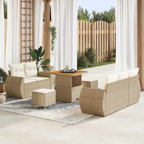 Garten-Sofa-Set 8 pcs Beige und Creme 80 x 80 x 71 cm vidaXL