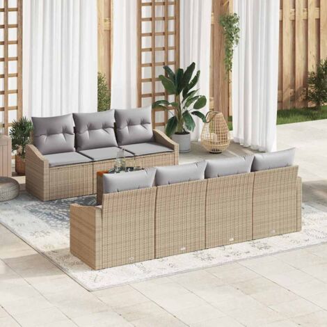 Garten-Sofa-Set 8 pcs Beige und Hellgrau vidaXL