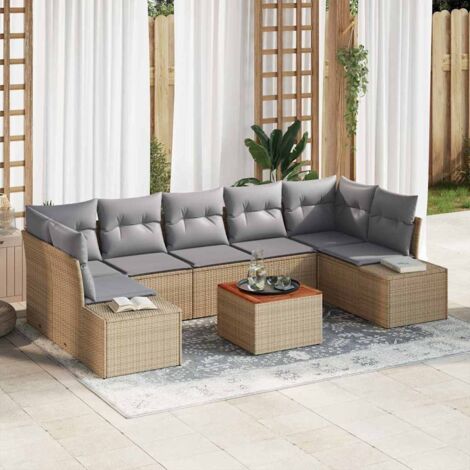 Garten-Sofa-Set 8 pcs Beige und Hellgrau vidaXL