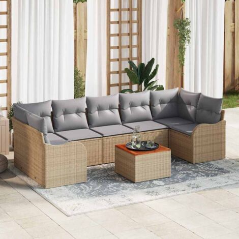 Garten-Sofa-Set 8 pcs Beige und Hellgrau vidaXL
