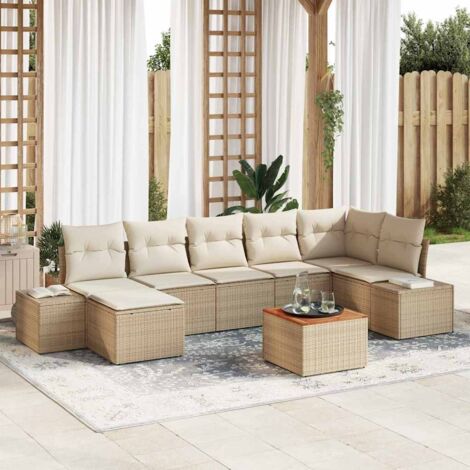 Garten-Sofa-Set 8 pcs Beige und Weiß vidaXL