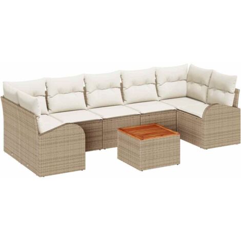 Garten-Sofa-Set 8 pcs Beige und Weiß vidaXL
