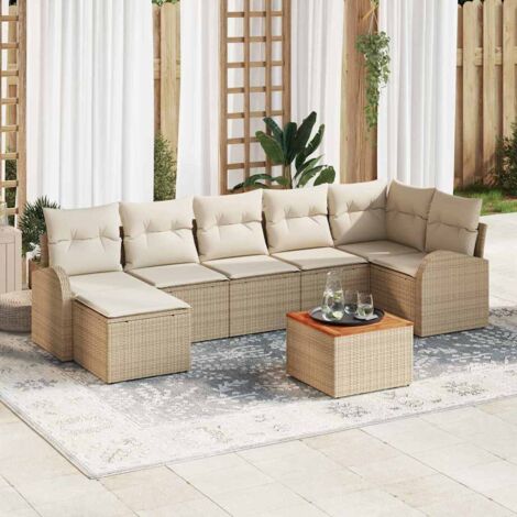Garten-Sofa-Set 8 pcs Beige und Weiß vidaXL