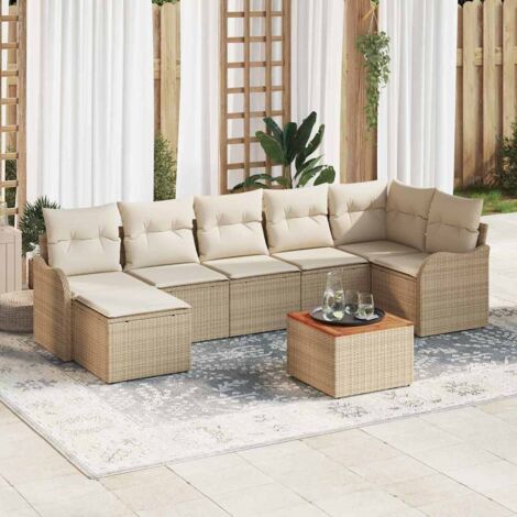Garten-Sofa-Set 8 pcs Beige und Weiß vidaXL