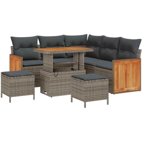 Garten-Sofa-Set 8 pcs Grau 90 x 55 x 71 cm Poly-Rattan vidaXL
