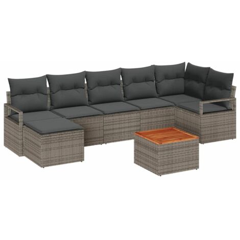 Garten-Sofa-Set 8 pcs Grau vidaXL